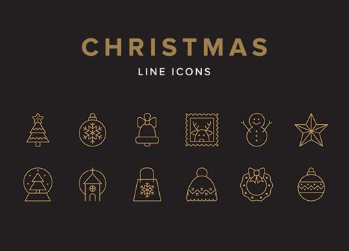 Рождественские «линейные» иконки